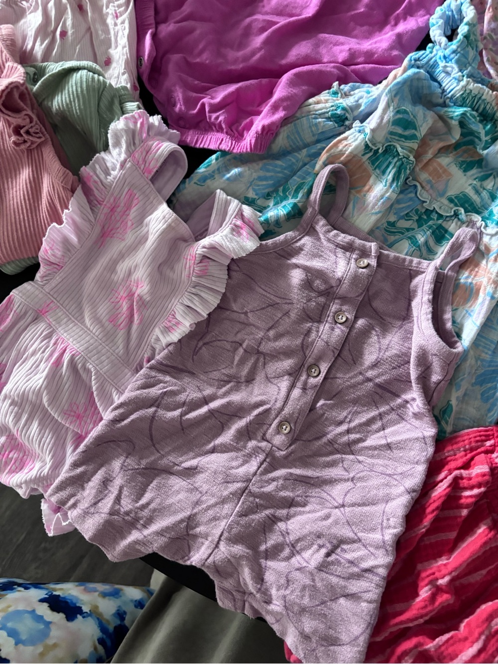 Cat & Jack Girls' Pink, Purple & Mint Assorted Cotton Rompers and Tops - Picture 5 of 5